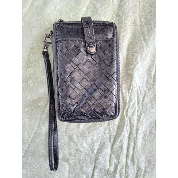 ELLIOTT LUCCA Wristlet Smartphone Case Mini Clutch Wallet Leather Basket Weave - Picture 2 of 10